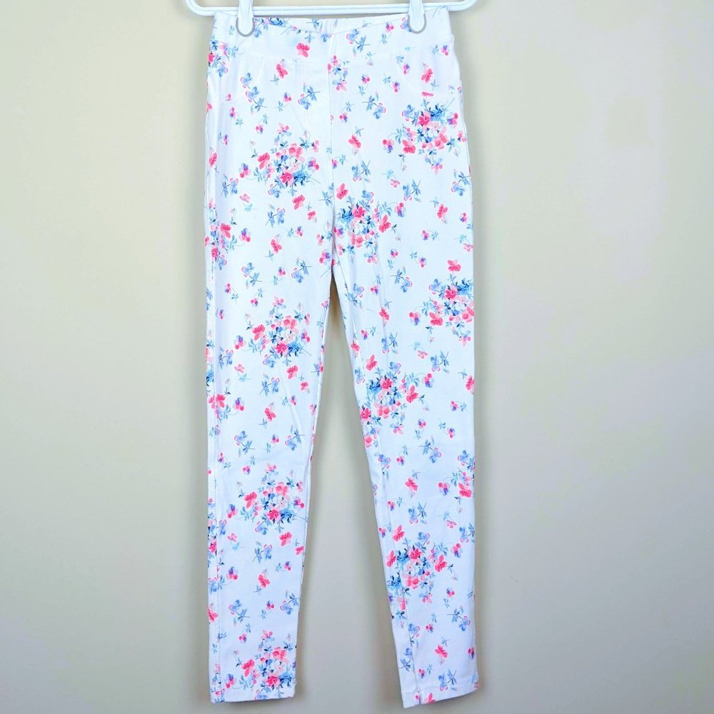 White floral jeggings